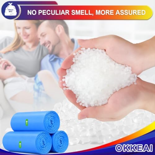 OKKEAI 8 Gallon Kitchen Trash Bags, 30L Blue Garbage Bags, 60 Count