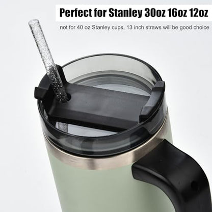 ALINK 12-Pack Reusable Plastic Glitter Straws, 11" Long Colorful Hard Plastic Tumbler Straws for 16 OZ 20 OZ 30 OZ Stanley, YETI, Mason Jar, Starbucks with Cleaning Brush