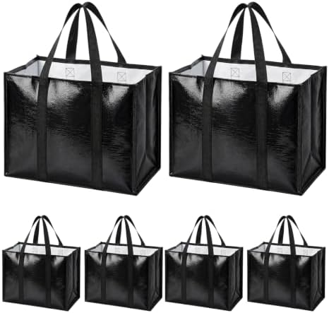 6 Pack Reusable Grocery Bags with Handles Waterproof Shopping Tote Bags