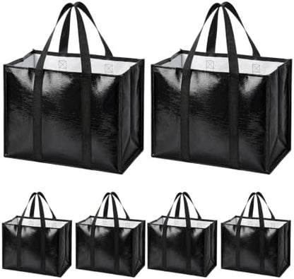 6 Pack Reusable Grocery Bags with Handles Waterproof Shopping Tote Bags