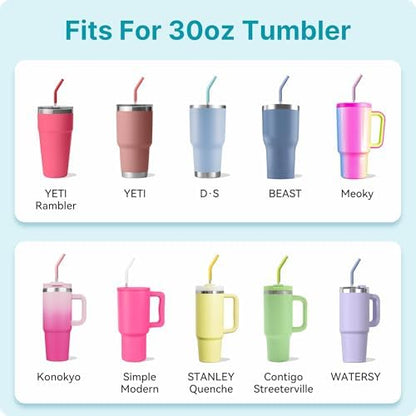 30 oz Straight Metal Straws with Silicone Tip for 30 oz Tumbler