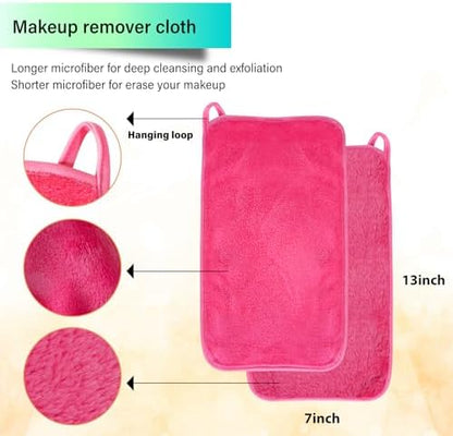 Nugilla Makeup Remover Cloth, 13x7 Inch Reusable Makeup Remover Towels, Microfiber Fast Drying Facial Washcloth, Soft Face Towels for Washing Face