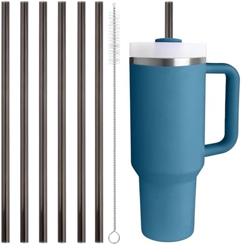 Replacement Straw Compatible with 40 oz Stanley Quencher Tumbler, 12 Inch Extra Long Reusable Plastic Straws for 40 Oz Cup, Black-6 Pack