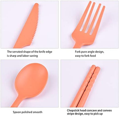 Travel Utensils, Reusable Utensils Set with Case, Camping Plastic Cutlery