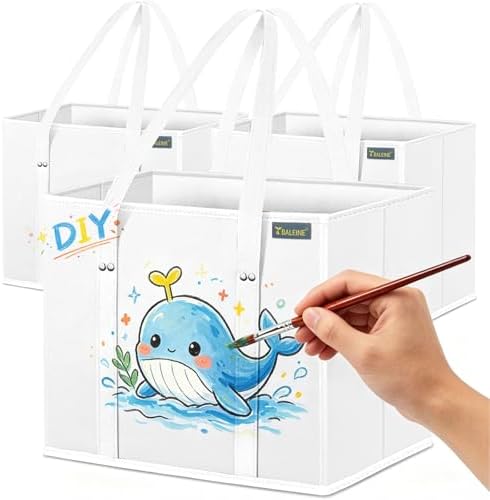 BALEINE 3PK Reusable Grocery Bags, Heavy Duty Shopping Tote Bag