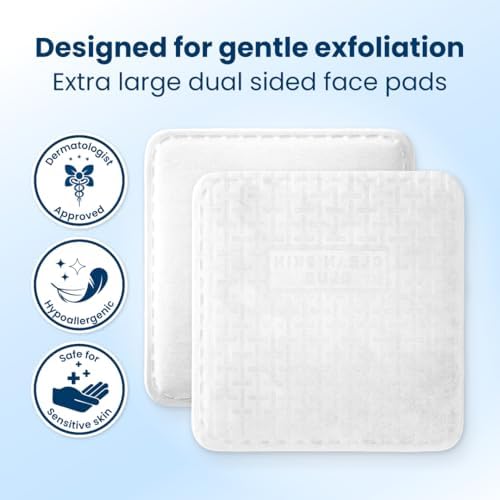 Clean Skin Club Clean² Pads 2.0 [NEW & Improved Edges] Guaranteed Not to Shed & Tear, Unique Triple Layers, Textured Side & Ultra Soft Side, Organic Disposable Cotton, Pair with Makeup Remover 2 Pack
