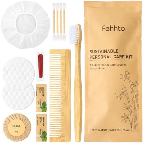 Personal Hygiene Kit Bulk 25 Sets, Travel Size Toiletry Kit for Guests, with Bamboo Toothbrush, Toothpaste and Vanity Kit for Women, Men, Travel and Homeless Care Packages
