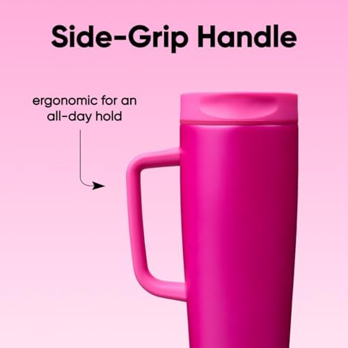 Owala SmoothSip Slider Stainless Steel Insulated Travel Mug with Handle, 100% Leak Proof, For Hot and Cold Drinks, Travel Friendly with Sliding Lock Lid, 24 oz, BPA Free, Leak Proof, Read My Lips