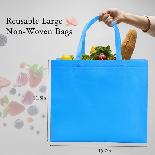 Large Non Woven Tote Bags, 15.7'' Rainbow Reusable Shopping Bags for Groceries