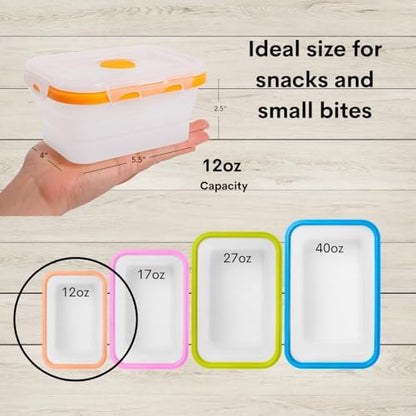 ECOBERI Collapsible Food Storage Containers with Lids, 8 Piece, 12 oz