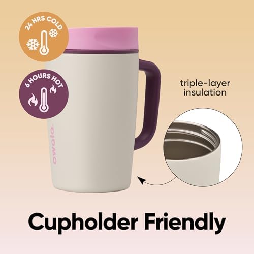 Owala SmoothSip Slider Stainless Steel Insulated Travel Mug with Handle, 100% Leak Proof, For Hot and Cold Drinks, Travel Friendly with Sliding Lock Lid, BPA Free, 12 oz, Daybreak