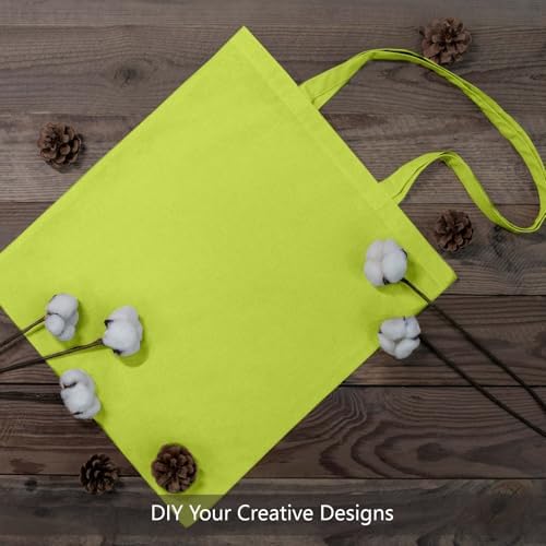 TOPDesign 6-Pack Economical 16"x15" Apple Green Cotton Tote Bag, Lightweight Medium Reusable Grocery Shopping Cloth Bags, Suitable for DIY, Advertising, Promotion, Gift, Activity