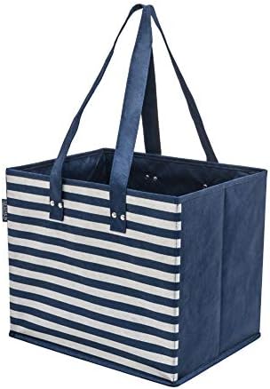 PLANET E Reusable Grocery Shopping Bags with Reinforced Bottoms: Colourful Collapsible Multipurpose Heavy Duty Daily Utility Bag (Pack of 3)