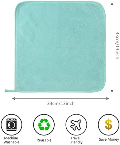 SINLAND Absorbent Coral Velvet Washcloth Ultra Soft Microfiber Face Towels 12 x 12 inch Multi-Purpose Face Cloths for Household and Sport