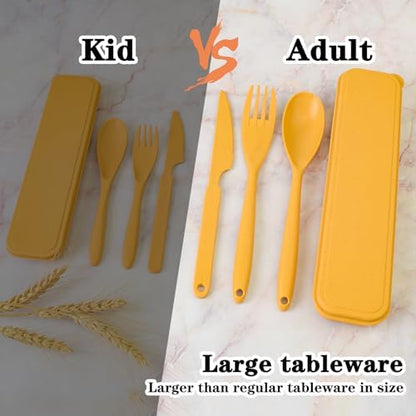 Zoyiancy 4 Sets Large Utensils Set with Case, Reusable Travel Cutlery Set