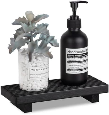 Bathroom Tray Farmhouse Decor Kitchen Soap Holder, 8.7" * 3.6" Black