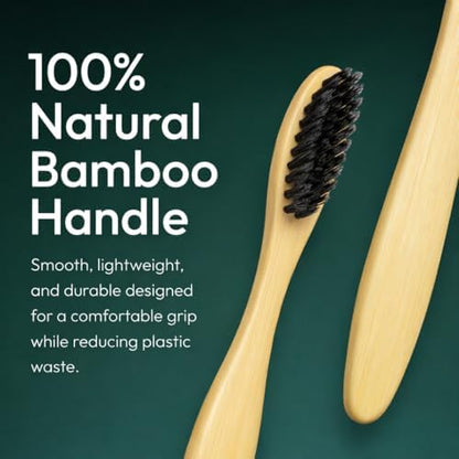 Bamboo Toothbrushes for Adults 10 Pack, Eco Friendly Wooden Toothbrush with Soft BPA Free Bristles, Natural Biodegradable Organic Toothbrush, Plastic Free Bulk Toothbrushes for Sustainable Oral Care