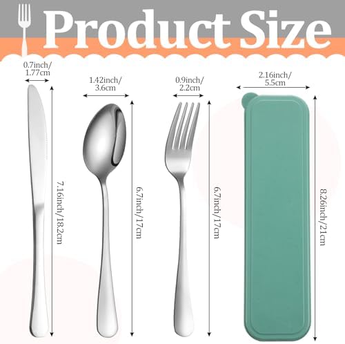 Yinkin 1 Pack Travel Silverware Set with Case for Lunch,Green