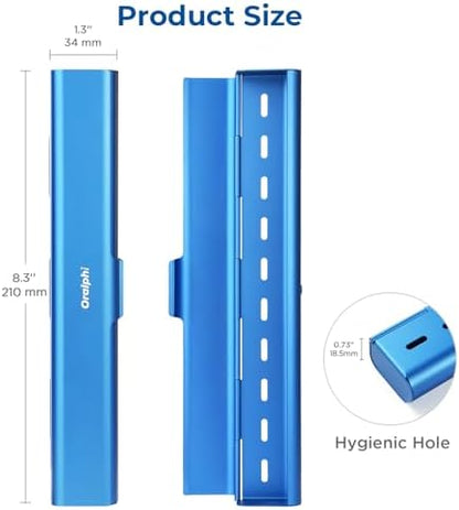 Aluminum Toothbrush Travel Case, Portable Travel Toothbrush Holder, Durable Manual Toothbrush Box Container for Traveling, Bathroom, Camping, Business Trip-Blue