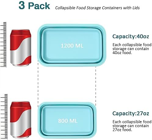 Alimat PluS 3 Pack 27oz Silicone Collapsible Storage Containers, Blue