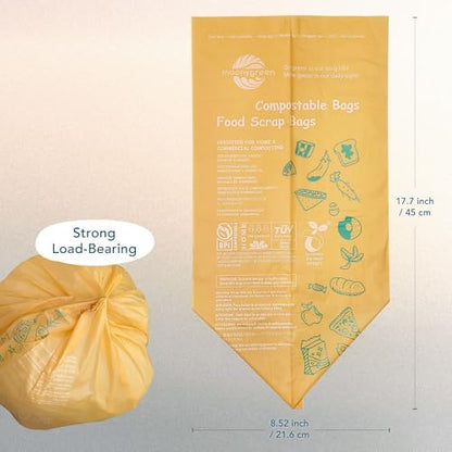 Compost Bags, Trash Bags 3 Gallon, Extra Thick, US BPI ASTM D6400 Certified Compostable Food Scrap Kitchen Waste Bags, 100 Count