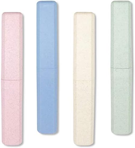 Mulbozy 4 Packs Portable Travel Toothbrush Case, Breathable Plastic Toothbrush Holder for Home, Travel, Business, Camping, School