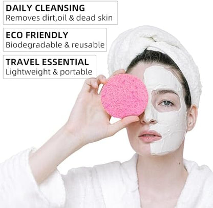 50-Count Compressed Facial sponges for Daily Facial Cleaning,Pink