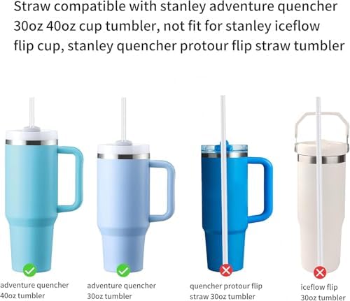 Replacement Straw Compatible with 40 oz Stanley Quencher Tumbler, 12 Inch Extra Long Reusable Plastic Straws for 40 Oz Cup, Black-6 Pack