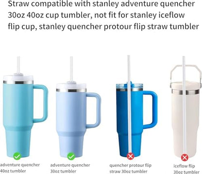 Replacement Straw Compatible with 40 oz Stanley Quencher Tumbler, 12 Inch Extra Long Reusable Plastic Straws for 40 Oz Cup, Black-6 Pack