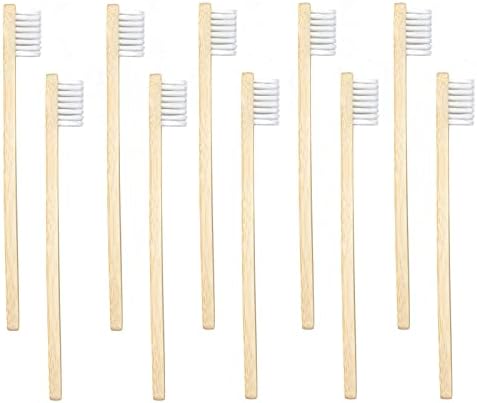SEVENHEAD 10 PCS Kids Bamboo Toothbrushes Soft Bristles Wooden Toothbrushes, Natural Biodegradable BPA Free Eco Friendly Toothbrushes White