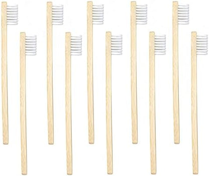 SEVENHEAD 10 PCS Kids Bamboo Toothbrushes Soft Bristles Wooden Toothbrushes, Natural Biodegradable BPA Free Eco Friendly Toothbrushes White