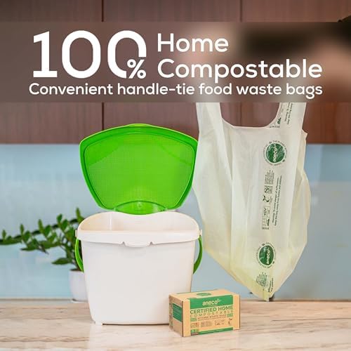 ANECO Compostable Food Waste Bags 3 Gallon With Handles (30 Count)