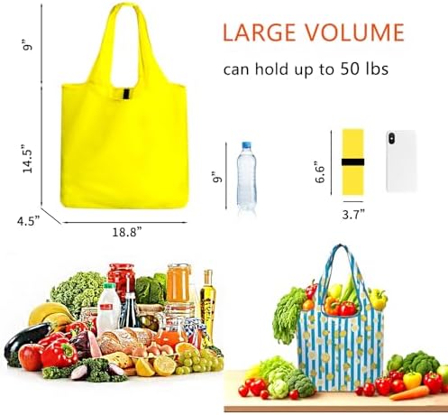 WFK Reusable Grocery Bags With Storage Box, Foldable Shopping Totes