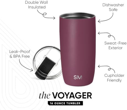 Simple Modern Travel Coffee Mug with Lid | 16oz | Purple