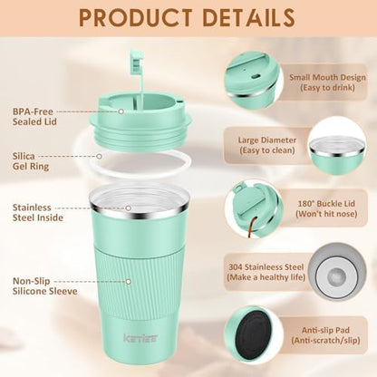 KETIEE 12oz Coffee Mug: Vacuum Insulated Coffee Cup with Leakproof Lid, Travel Coffee Mug Stainless Steel Double Walled Reusable Coffee Cup for Hot and Cold Water Coffee