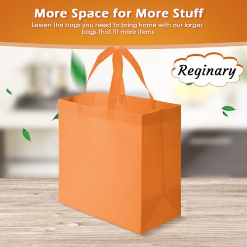 Reginary 100 PCS Non Woven Tote Bags Bulk,Orange