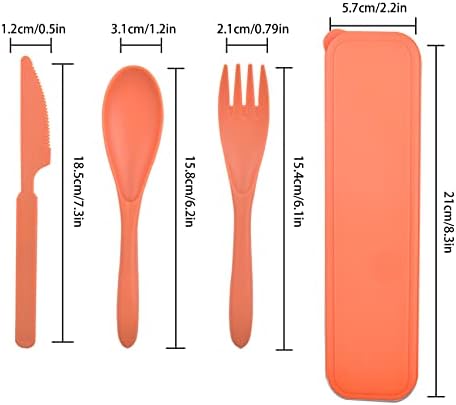 Reusable Travel Utensils Set with Case, 4 Sets Plastic Portable Cutlery Set