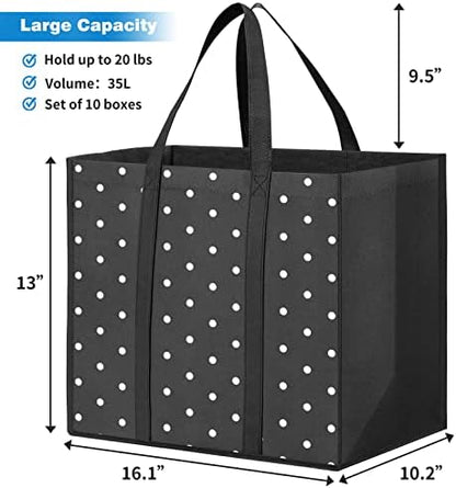 6 Pack Reusable Grocery Bags Waterproof Tote Bags for Shopping Groceries