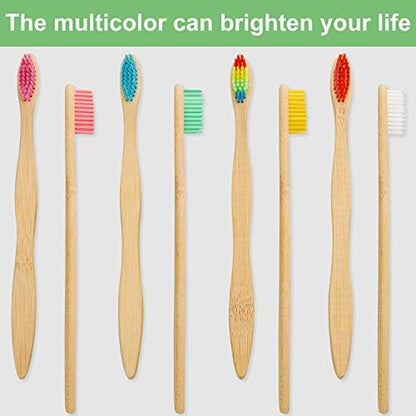 Boao 40 Pieces Bamboo Toothbrushes Charcoal Toothbrush Bamboo Toothbrushes with BPA-Free Nylon Bristles(Multi-Color)