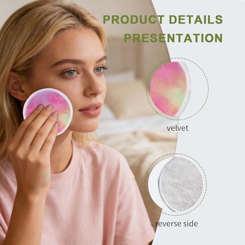 28 Pack Reusable Cotton Rounds with Washable Laundry Bag and Round Box|Travel Essentials for Skincare, Makeup Remover Pads and Storage|Reusable Makeup Remover Pads Colorful