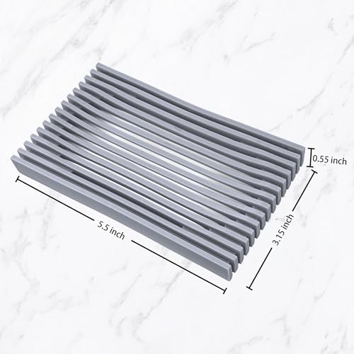 Aoheuo Modern Minimalist Soap Dish (1Pack),Drainage Silicone Soap Holder,5.5 Long by 3.15 Wide,0.55 inches high,Used for Kitchen,Bathroom,and Bar Sink(Incanus)