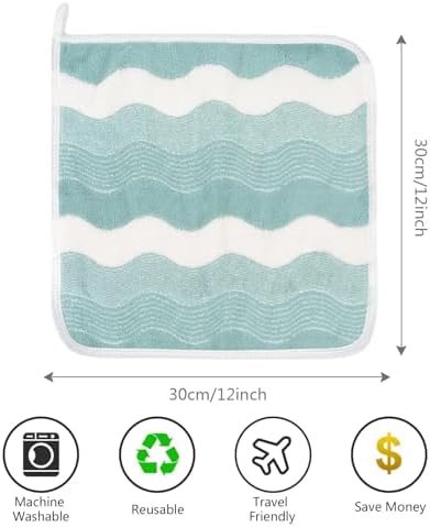 SINLAND Absorbent Coral Velvet Washcloth Ultra Soft Microfiber Face Towels 12 x 12 inch Multi-Purpose Face Cloths for Household and Sport