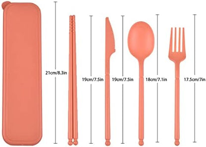 Travel Utensils, Reusable Utensils Set with Case, Camping Plastic Cutlery