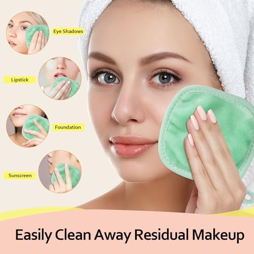 HOMEXCEL Makeup Remover Cloth 12 Pack Reusable Makeup Remover Pads Washable
