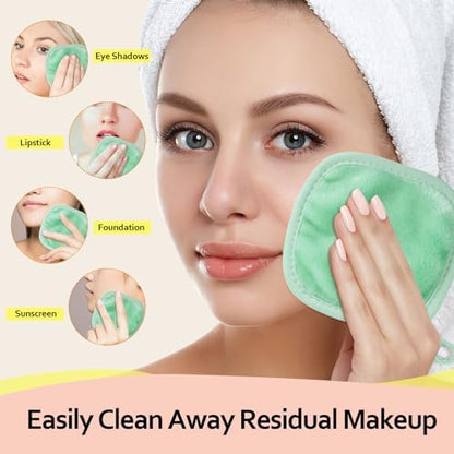 HOMEXCEL Makeup Remover Cloth 12 Pack Reusable Makeup Remover Pads Washable