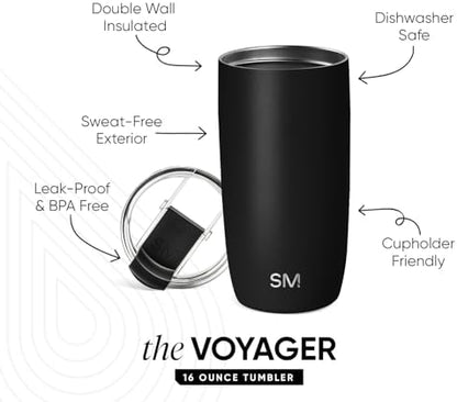 Simple Modern Travel Coffee Mug with Lid | 16oz | Black