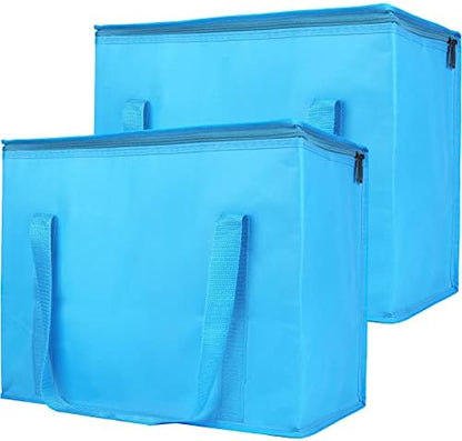 Bodaon 2-Pack Insulated Reusable Grocery Shopping Bag, X-Large Food Delivery Bags, Soft Cooler Bag for Women/Men for Grocery Delivery, Blue