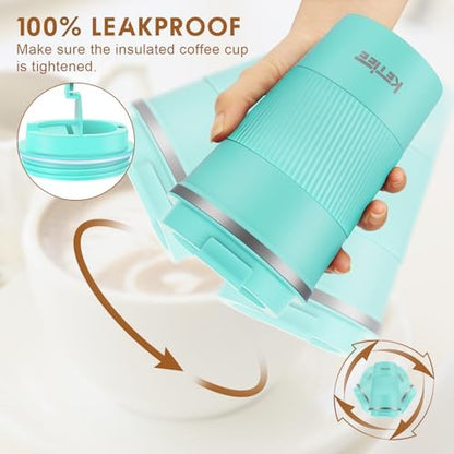 KETIEE Travel Mug 12oz: Vacuum Insulated Coffee Mug with Leakproof Lid