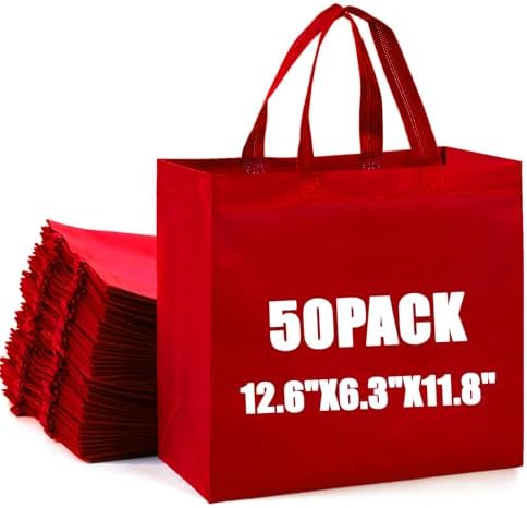 50pcs Reusable Grocery Bags with Handles Non Woven Shopping Tote Bags Bulk