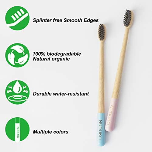 Bamboo Toothbrushes 6 Pack, Soft Bristle Toothbrush Charcoal Toothbrush